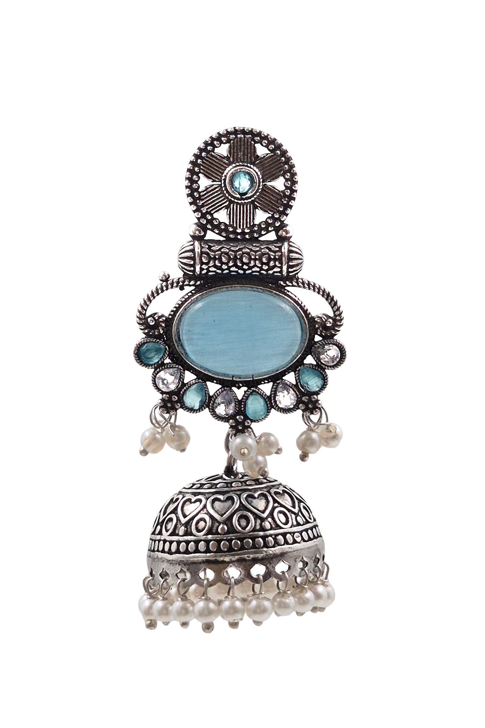 DIA OXIDISED JHUMKA EARRINGS