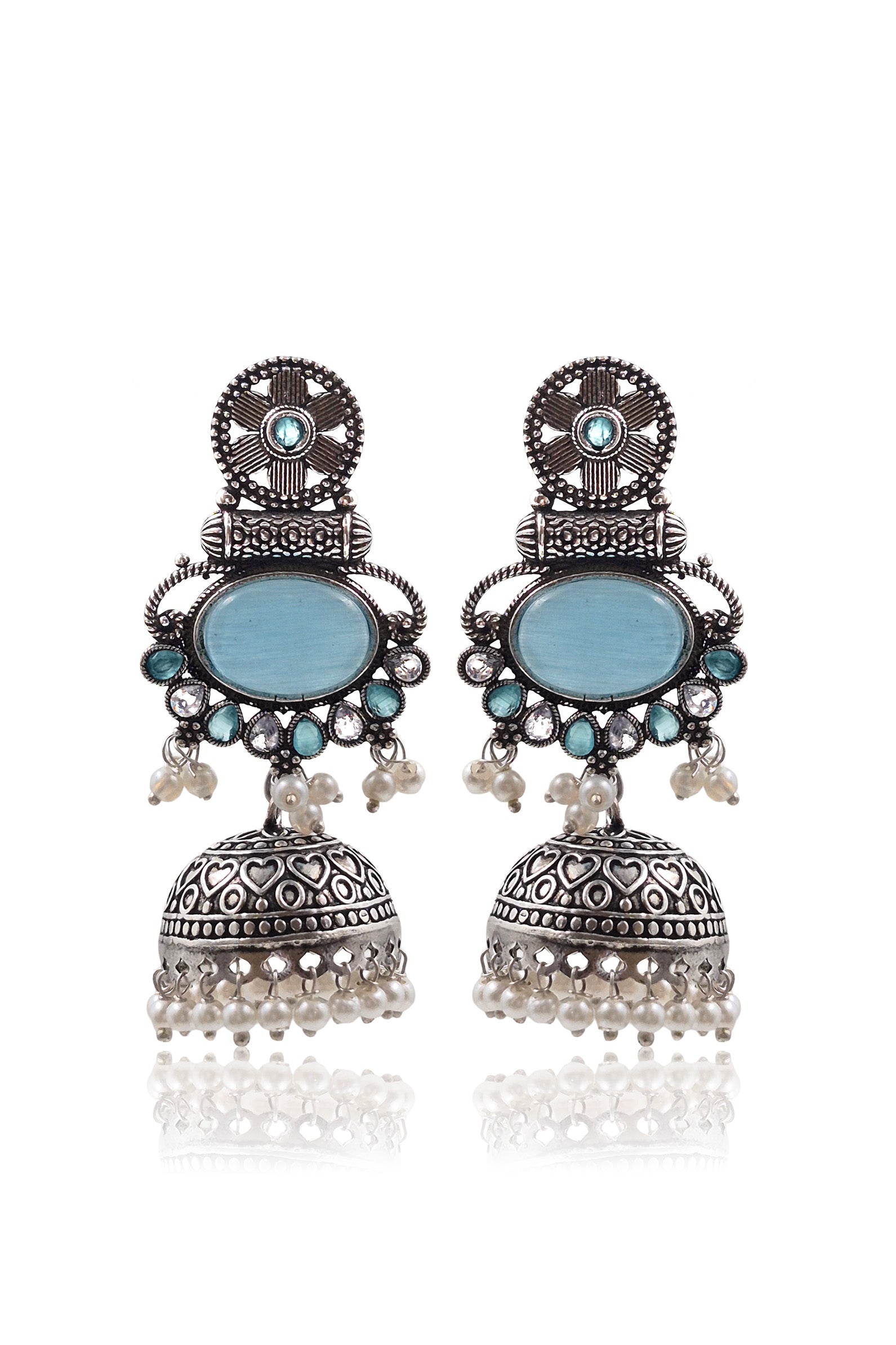 DIA OXIDISED JHUMKA EARRINGS