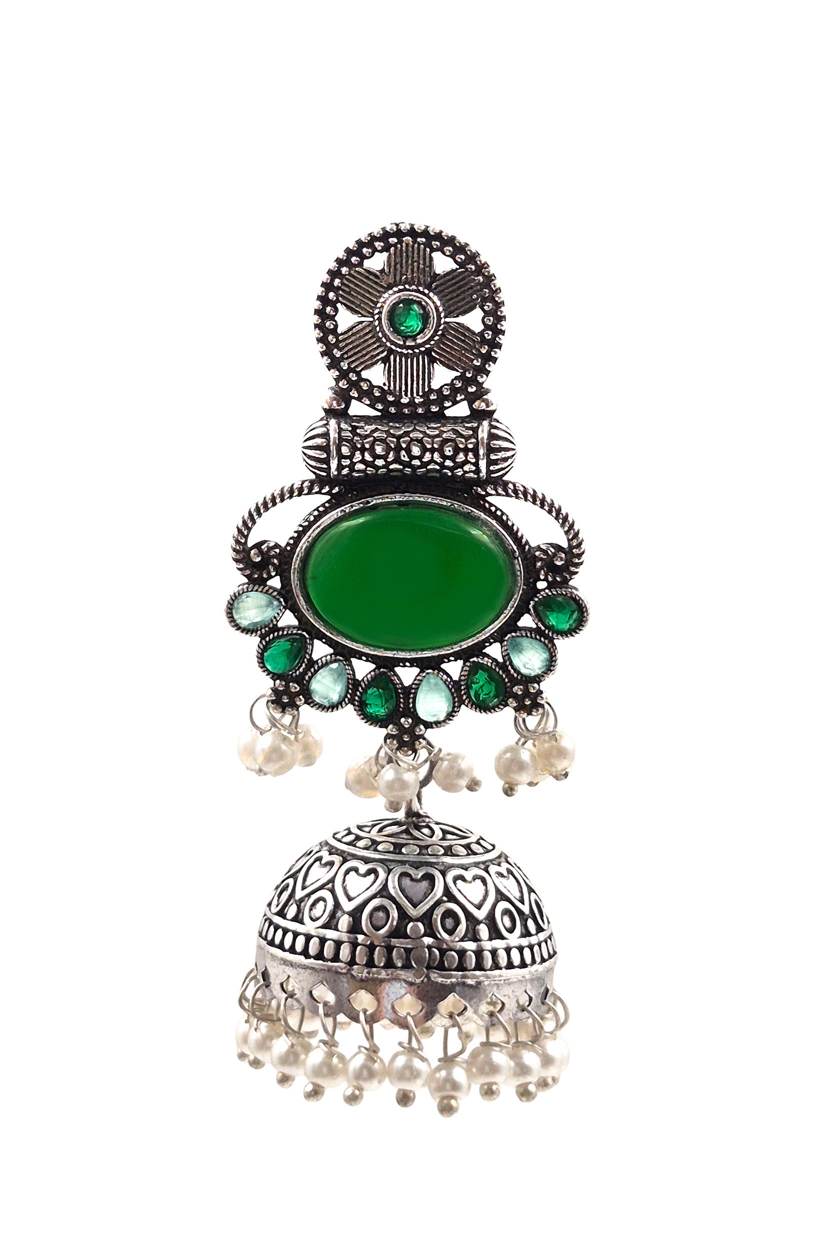 DIA OXIDISED JHUMKA EARRINGS