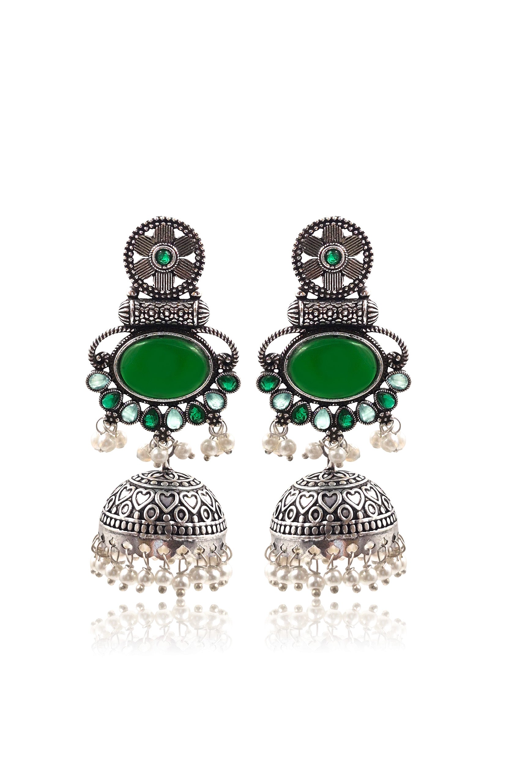 DIA OXIDISED JHUMKA EARRINGS