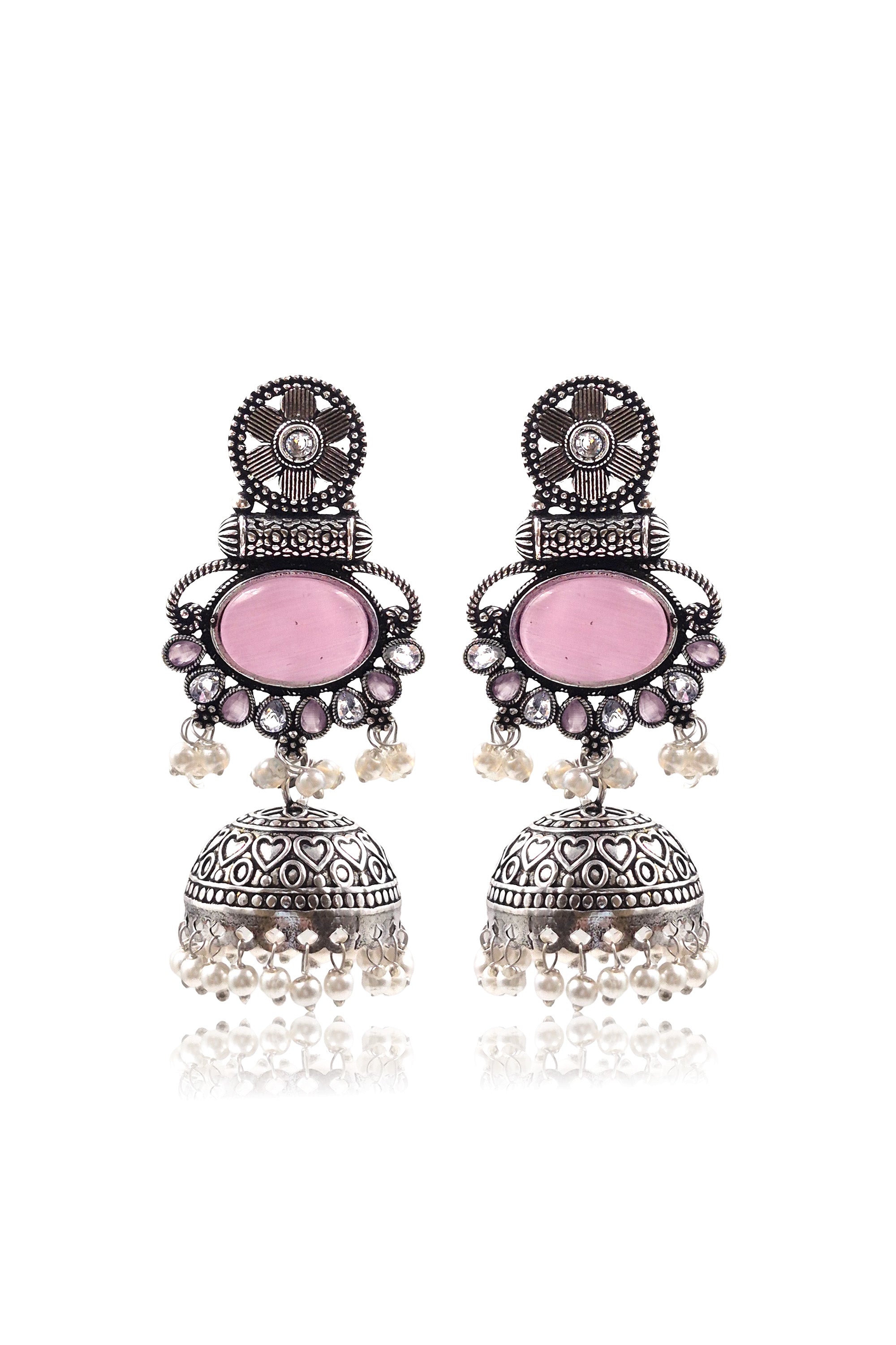 DIA OXIDISED JHUMKA EARRINGS