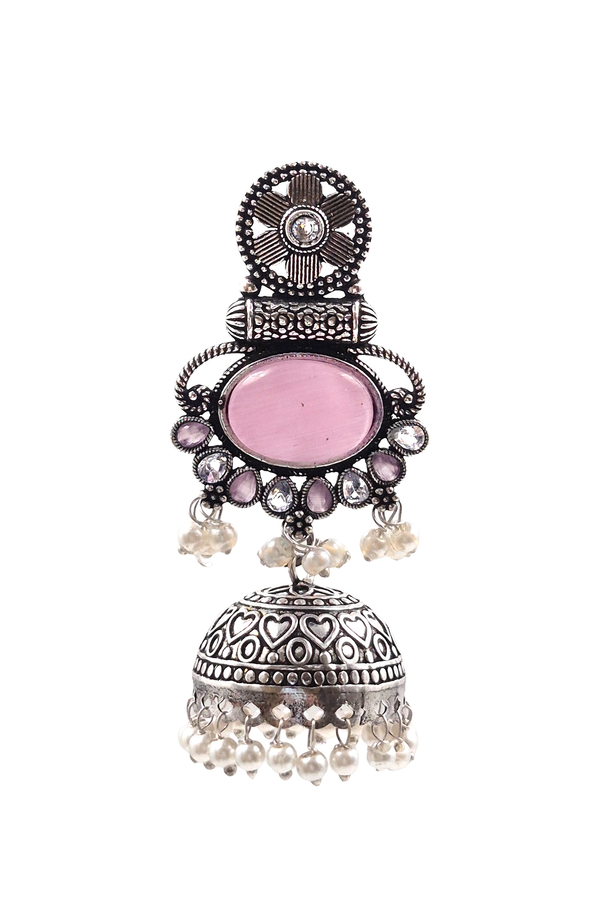 DIA OXIDISED JHUMKA EARRINGS