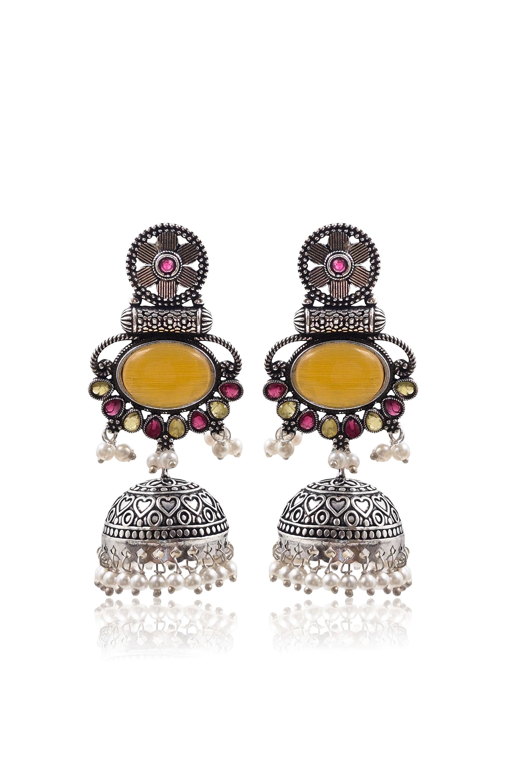 DIA OXIDISED JHUMKA EARRINGS