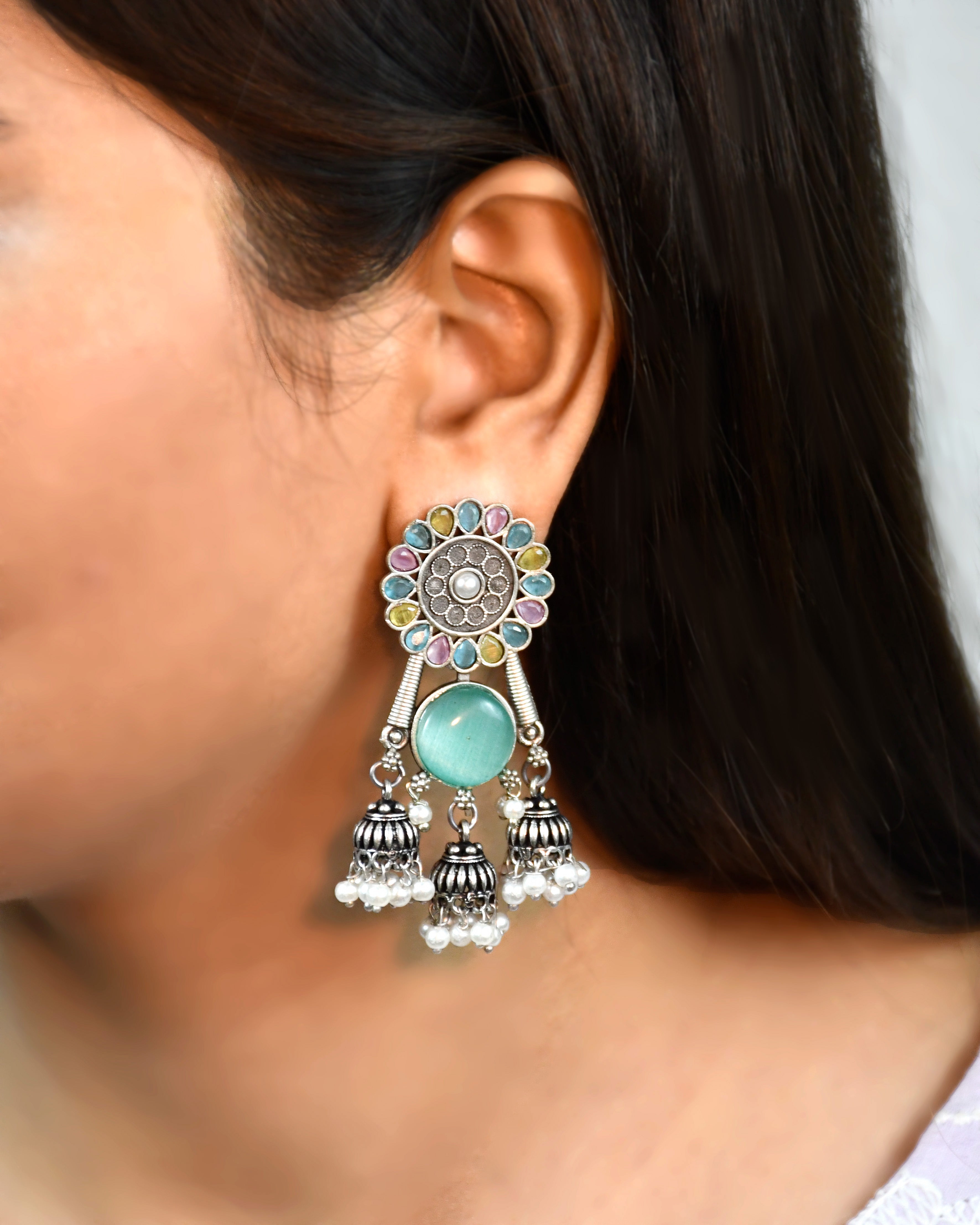 SHIYA OXIDISED JHUMKA EARRINGS