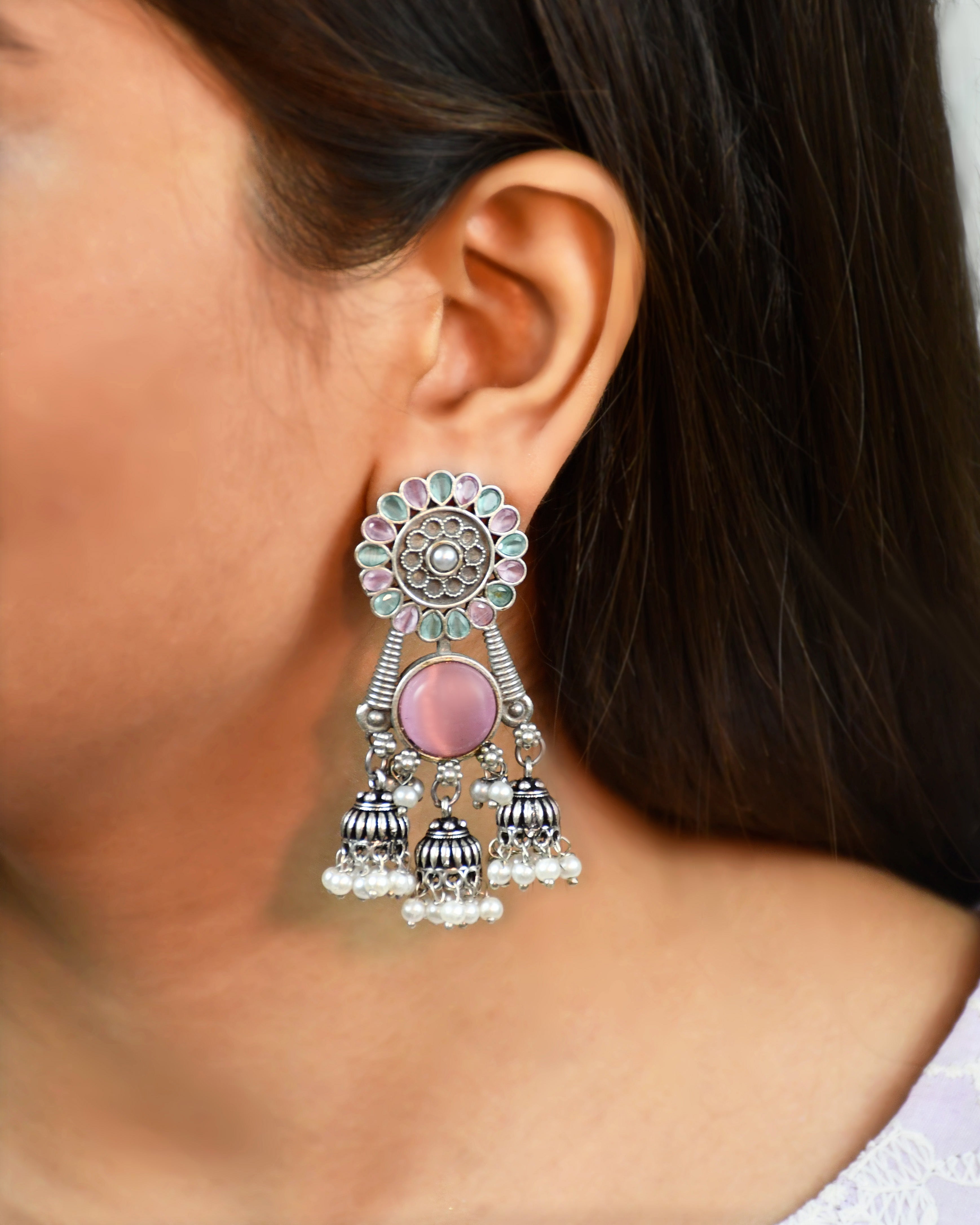 SHIYA OXIDISED JHUMKA EARRINGS