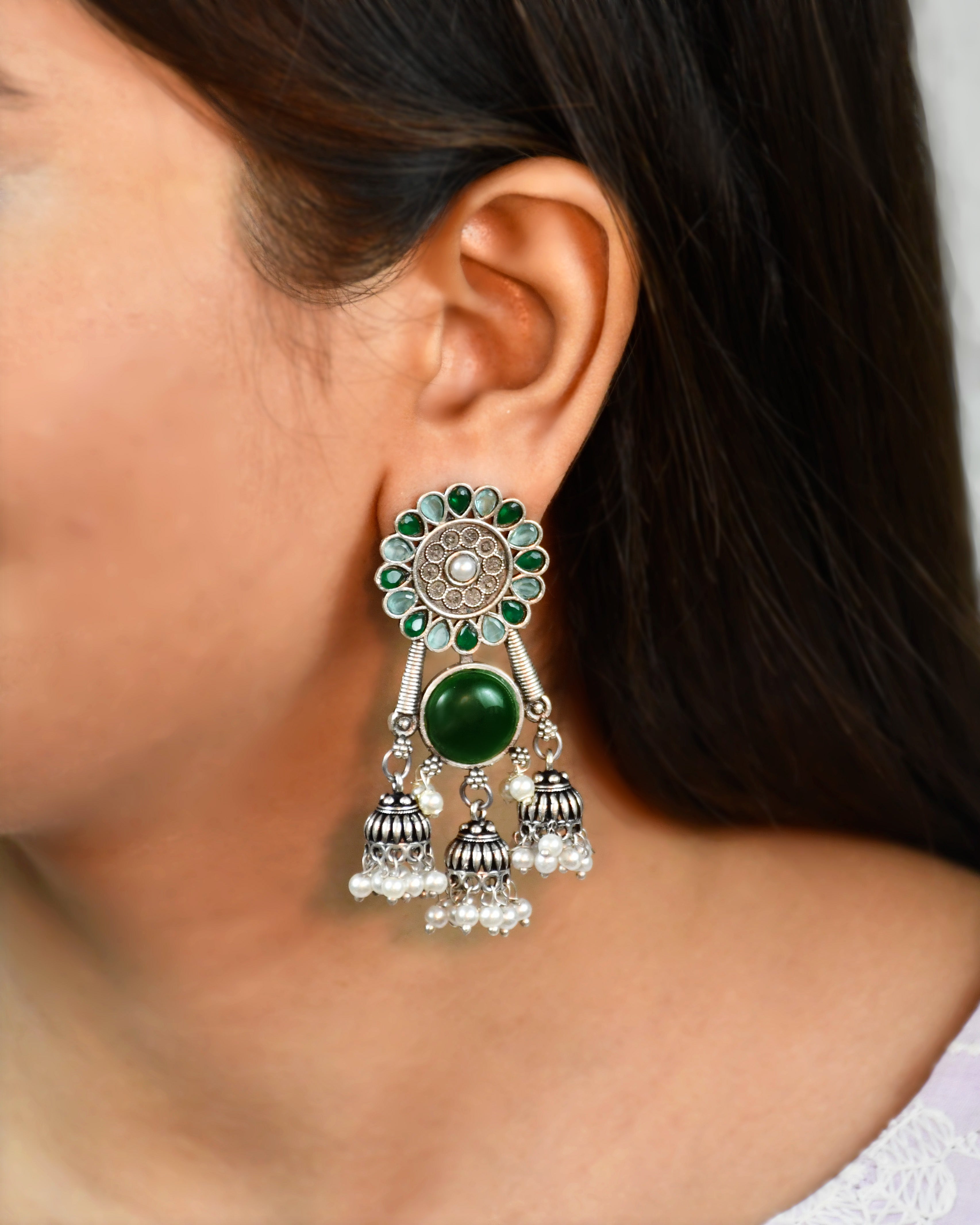 SHIYA OXIDISED JHUMKA EARRINGS