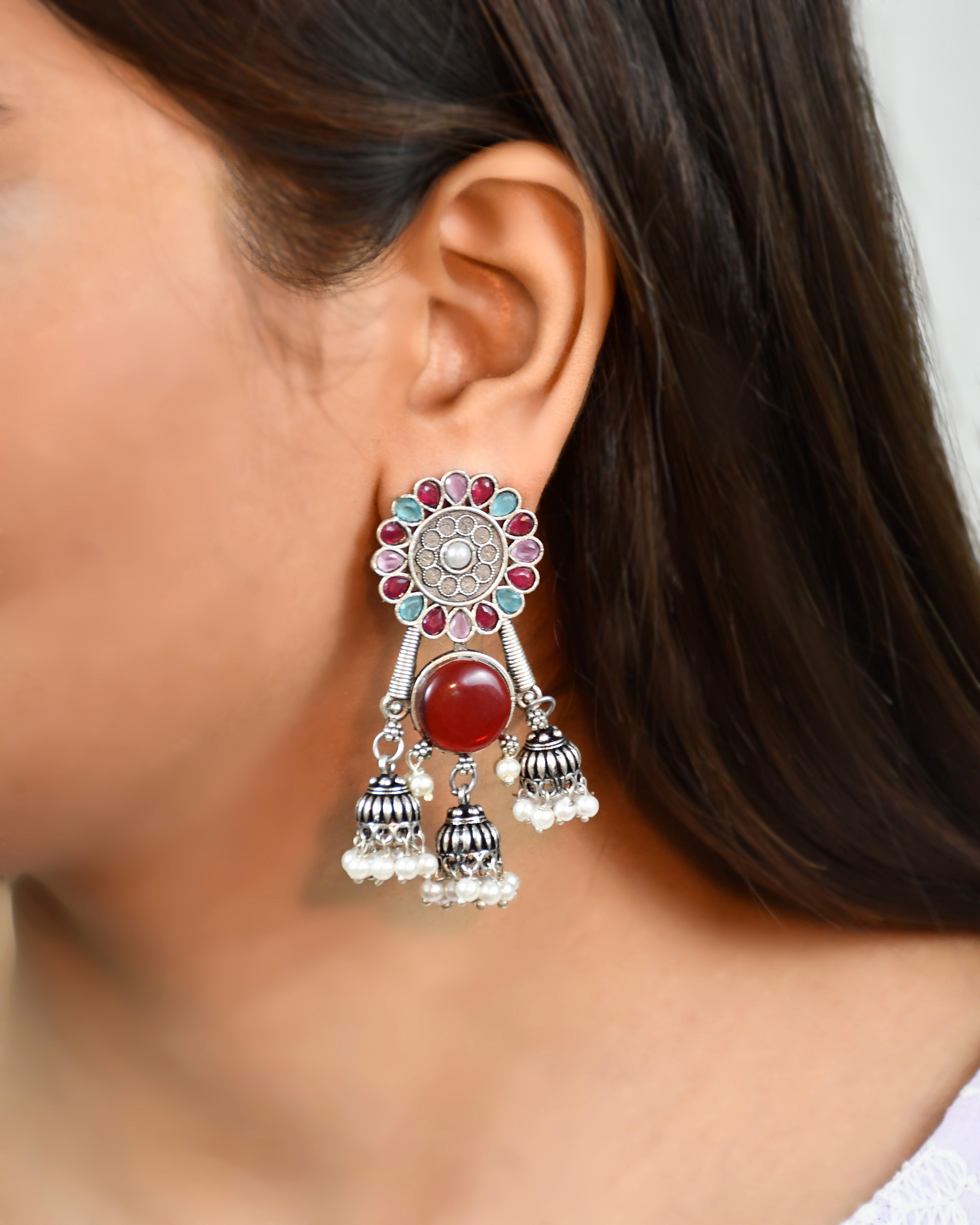 SHIYA OXIDISED JHUMKA EARRINGS