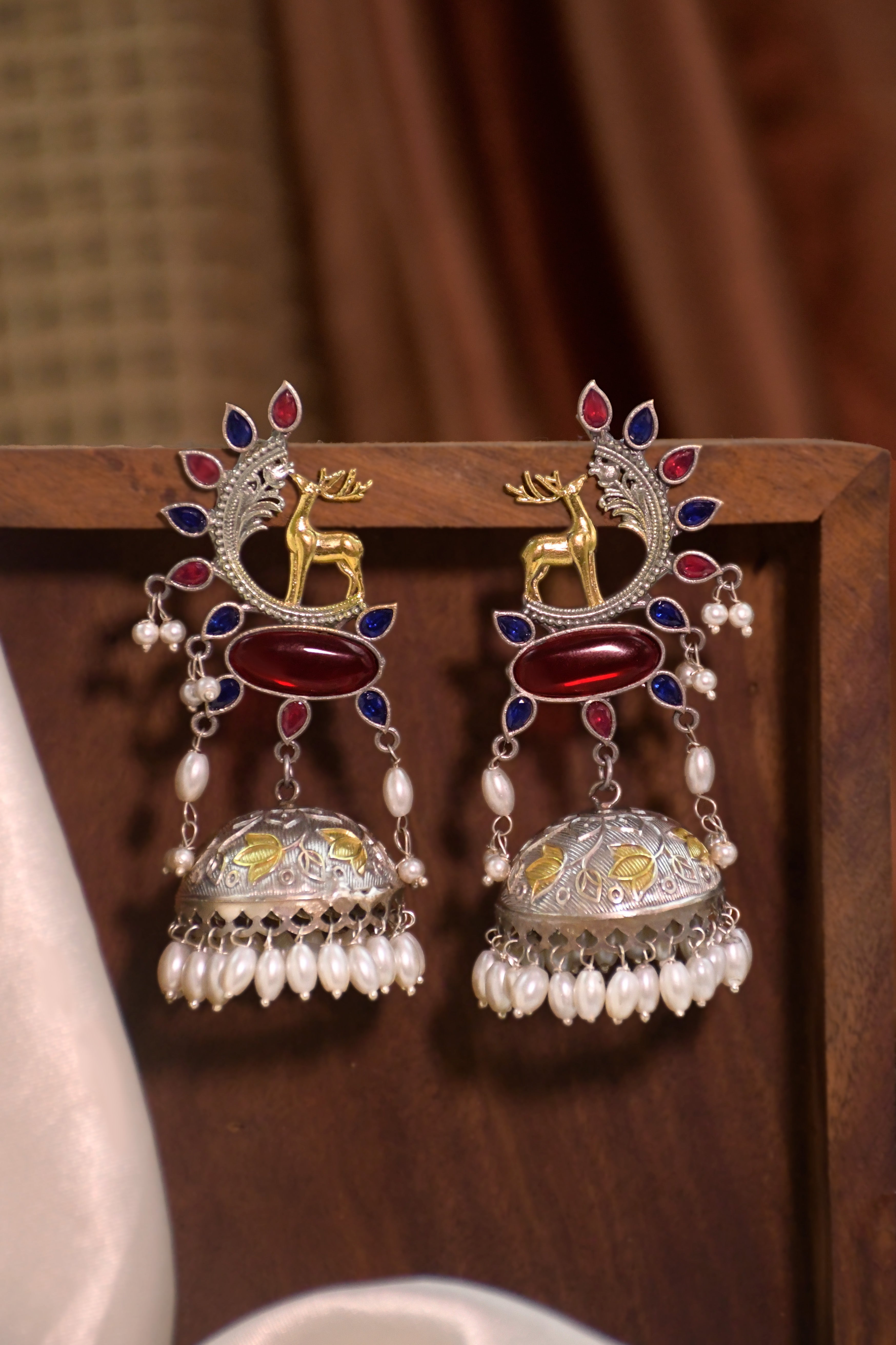 Sharon Oxidised Handmade Jhumka Earrings
