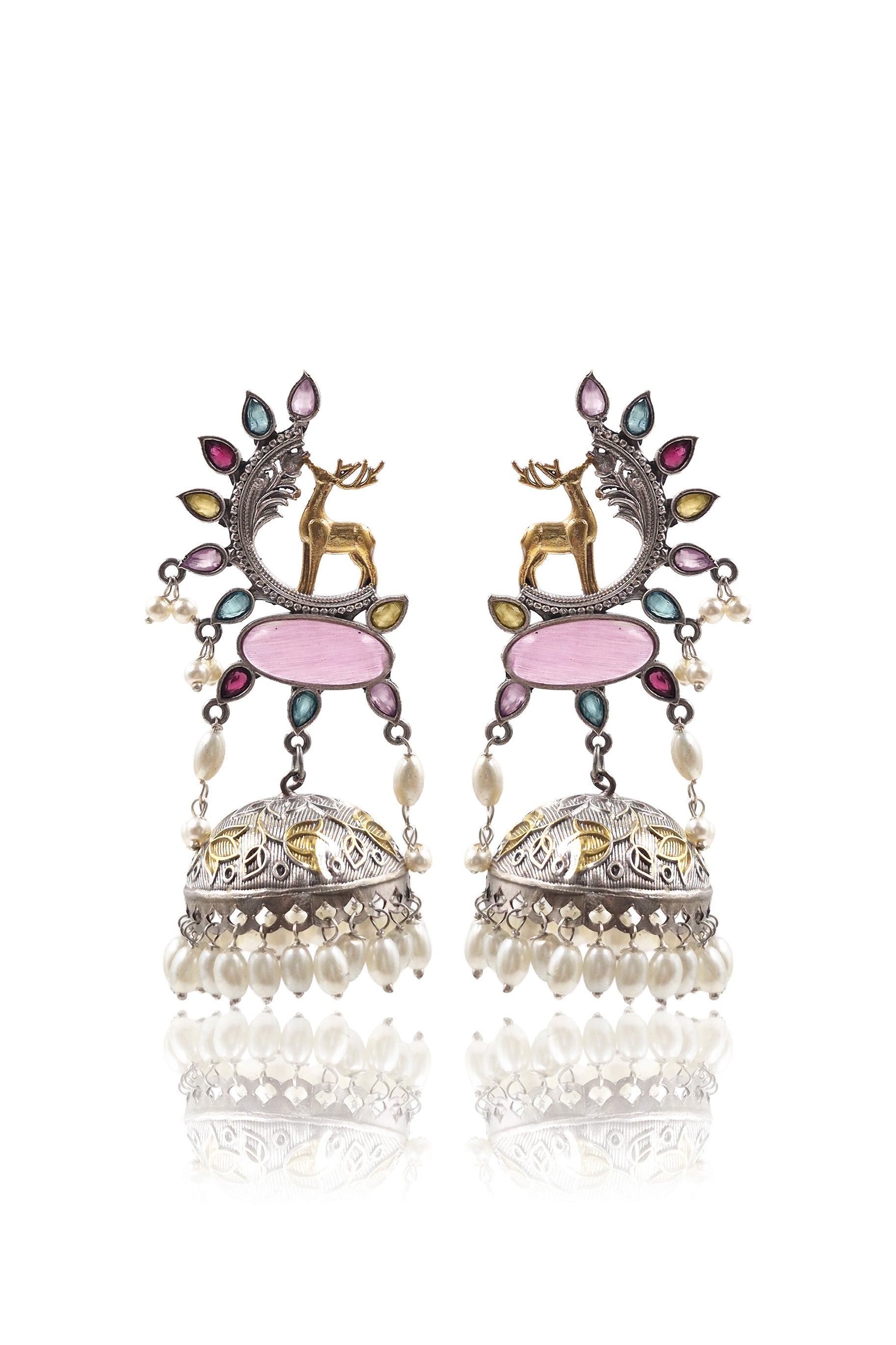 Sharon Oxidised Handmade Jhumka Earrings