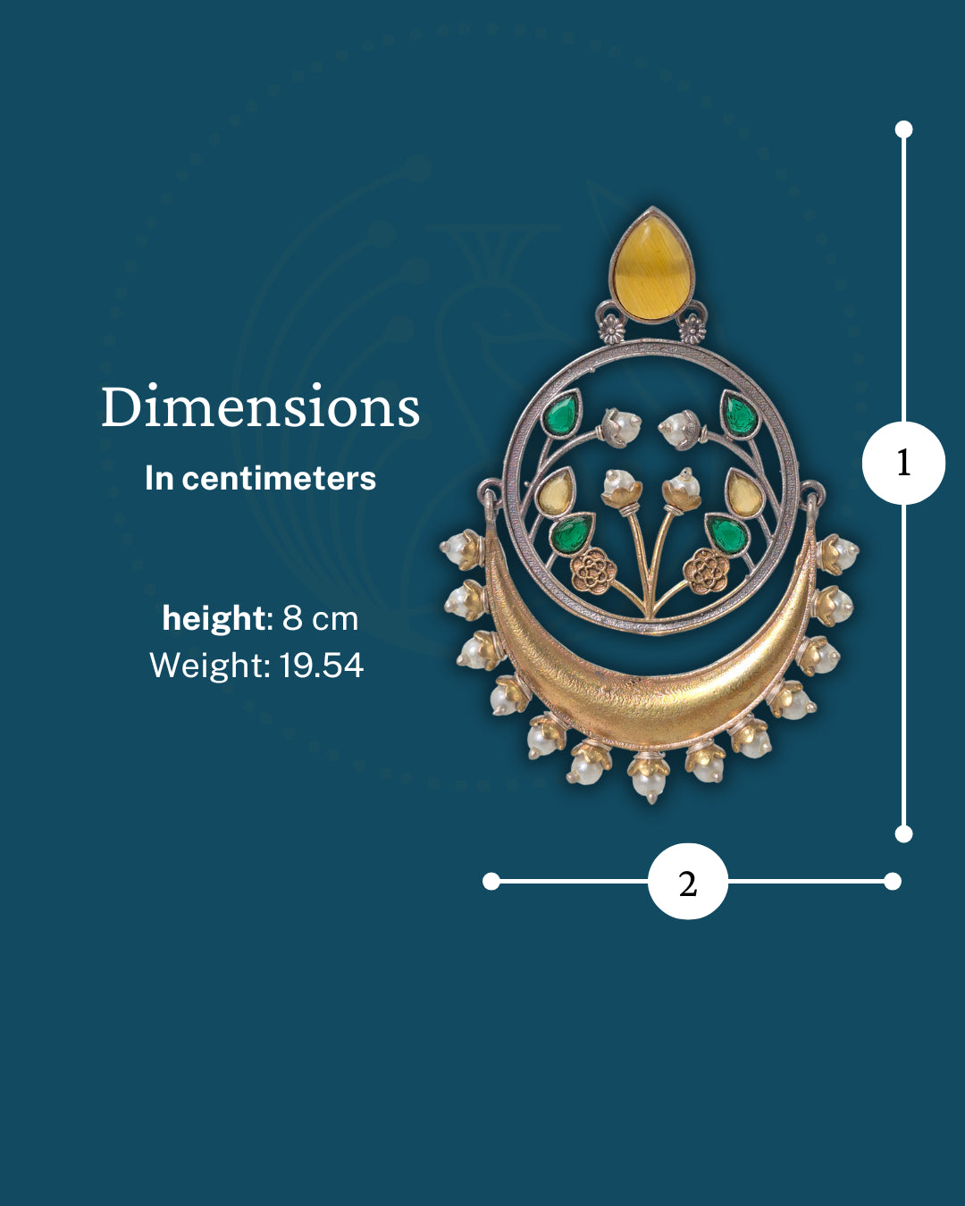 Aarvi Dual-Tone Crescent Floral Dangler Earrings