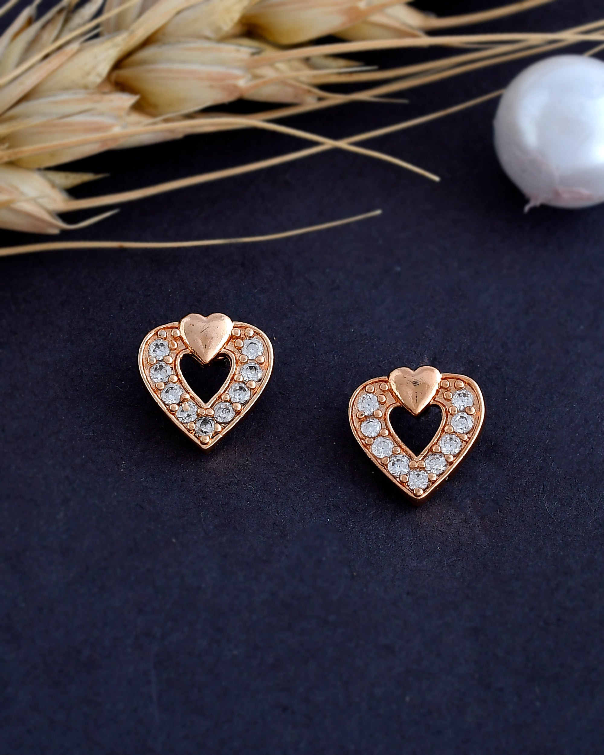 DUAL HEART STONE EARRINGS