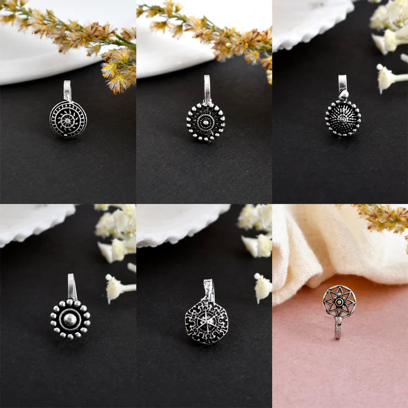 Sakshi Oxidised Clip On Nosepin Combo Of 6