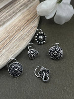 Load image into Gallery viewer, ISHAA OXIDISED PIERCING NOSEPIN COMBO OF 5