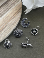 Load image into Gallery viewer, KRUPA OXIDISED PIERCING NOSEPIN COMBO OF 5