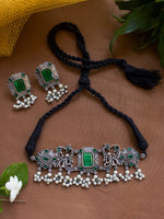 Load image into Gallery viewer, SILVER LOOKALIKE STONE NECKLACE SET