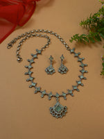 Load image into Gallery viewer, SILVER LOOKALIKE STONE NECKLACE SET