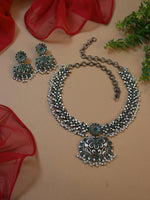 Load image into Gallery viewer, SILVER LOOKALIKE STONE NECKLACE SET