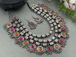 Load image into Gallery viewer, ANSHIKA SILVER MULTICOLOR NECKLACE & EARRINGS 60% Off