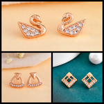 Load image into Gallery viewer, PIHU ROSE GOLD STONE EARRINGS COMBO