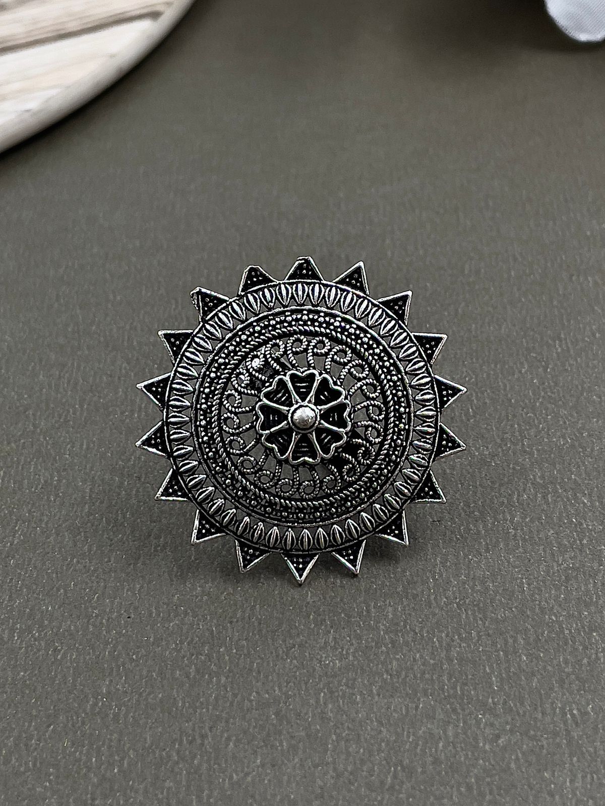 ANAYSHA DESIGNER OXIDISED SILVER  RING