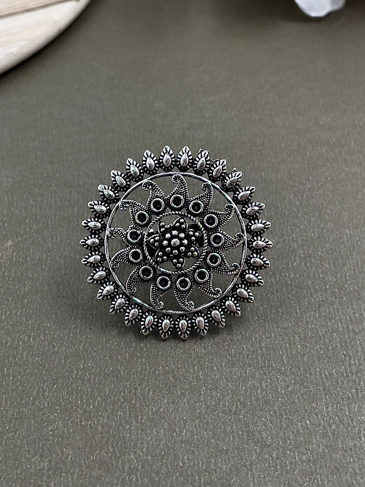 MISTHI DESIGNER OXIDISED SILVER  RING