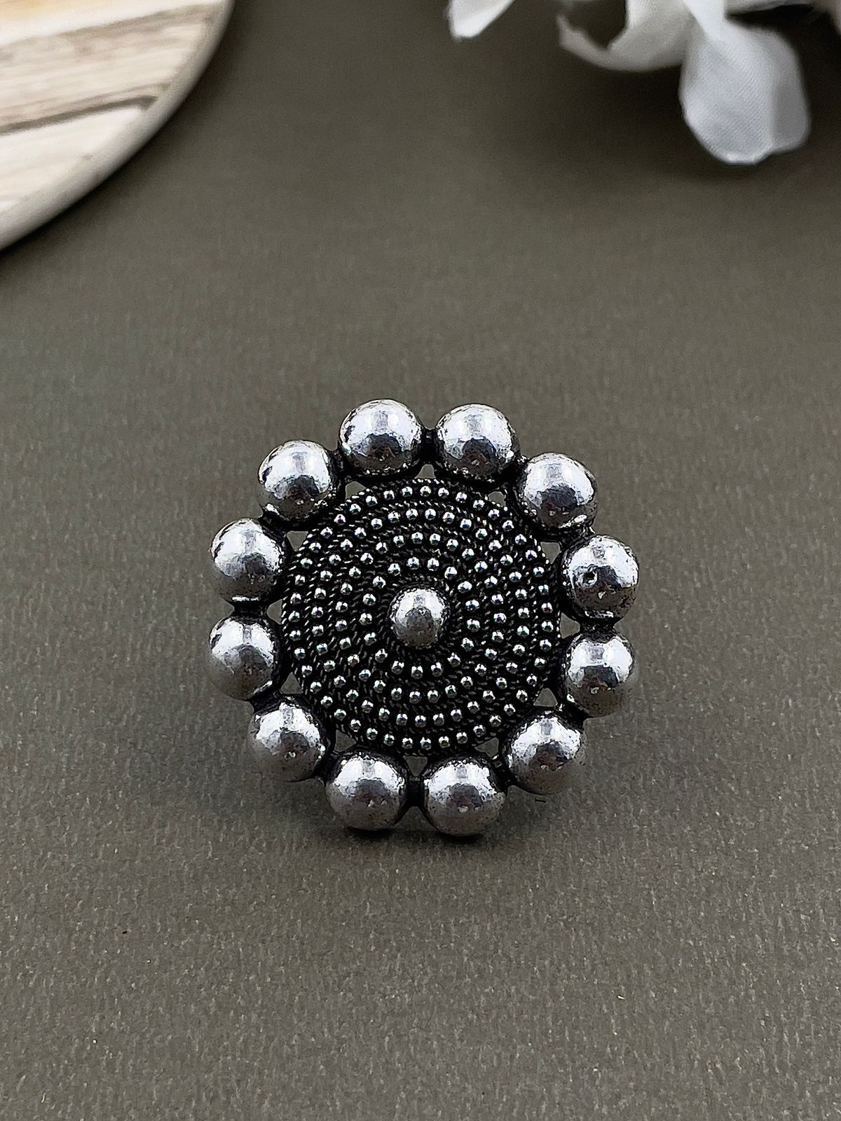 ADITI DESIGNER OXIDISED SILVER RING