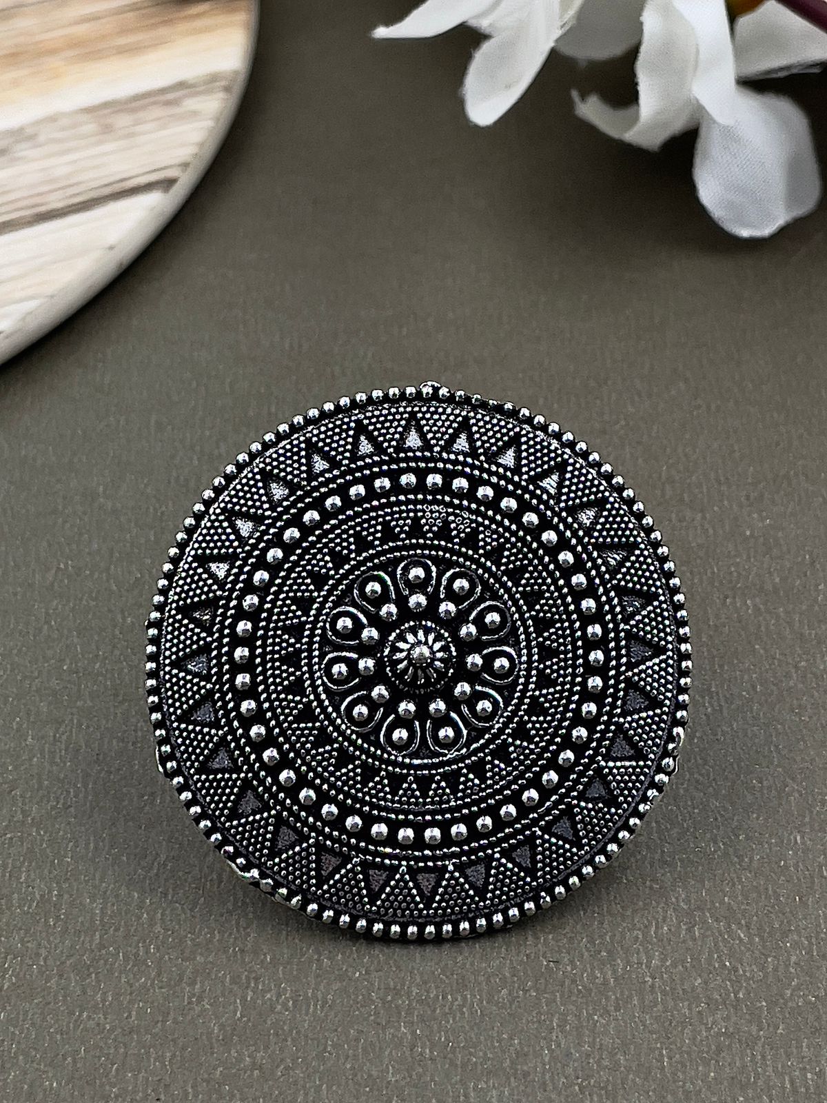 MIRHA DESIGNER OXIDISED SILVER  RING