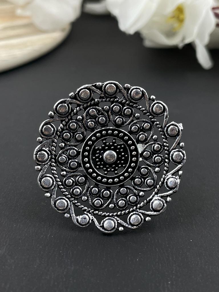 DHVANI DESIGNER OXIDISED SILVER RING