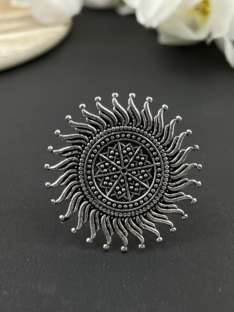 IRA DESIGNER OXIDISED SILVER RING