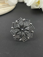 Load image into Gallery viewer, SHANAYA DESIGNER OXIDISED SILVER RING