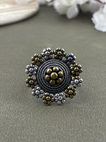 Load image into Gallery viewer, MAHI DESIGNER OXIDISED SILVER RING
