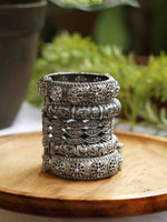 Load image into Gallery viewer, Meher Silver Lookalike Bangle Stack