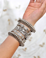 Load image into Gallery viewer, Vanshika Silver Lookalike Bangle Stack