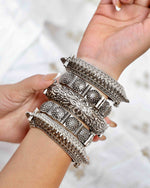 Load image into Gallery viewer, Riddhi Silver Lookalike Bangle Stack