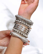 Load image into Gallery viewer, Aahna Silver Lookalike Bangle Stack