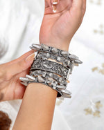 Load image into Gallery viewer, Lavanya Silver Lookalike Bangle Stack