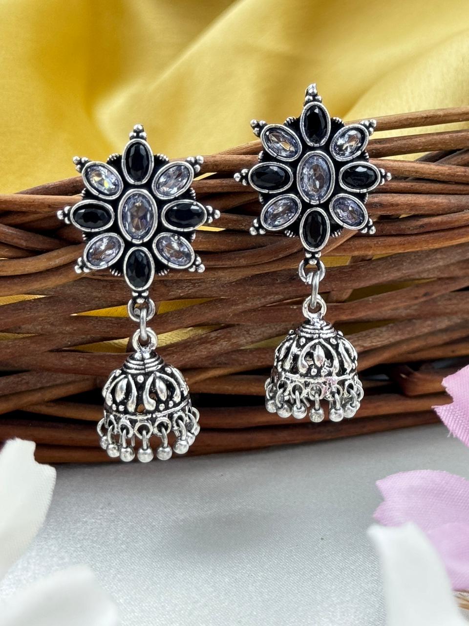 OXIDISED JHUMKA EARRINGS