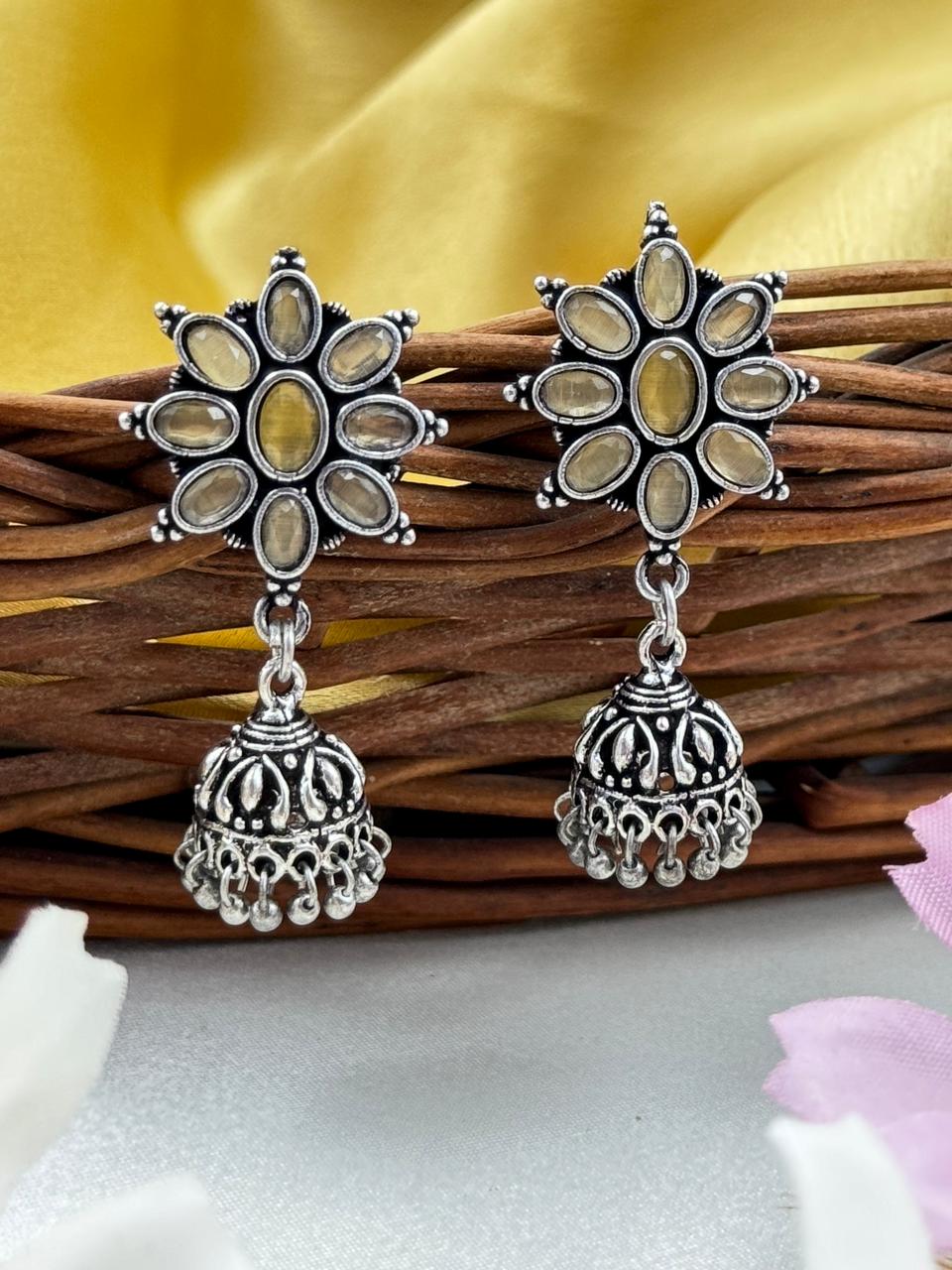 OXIDISED JHUMKA EARRINGS