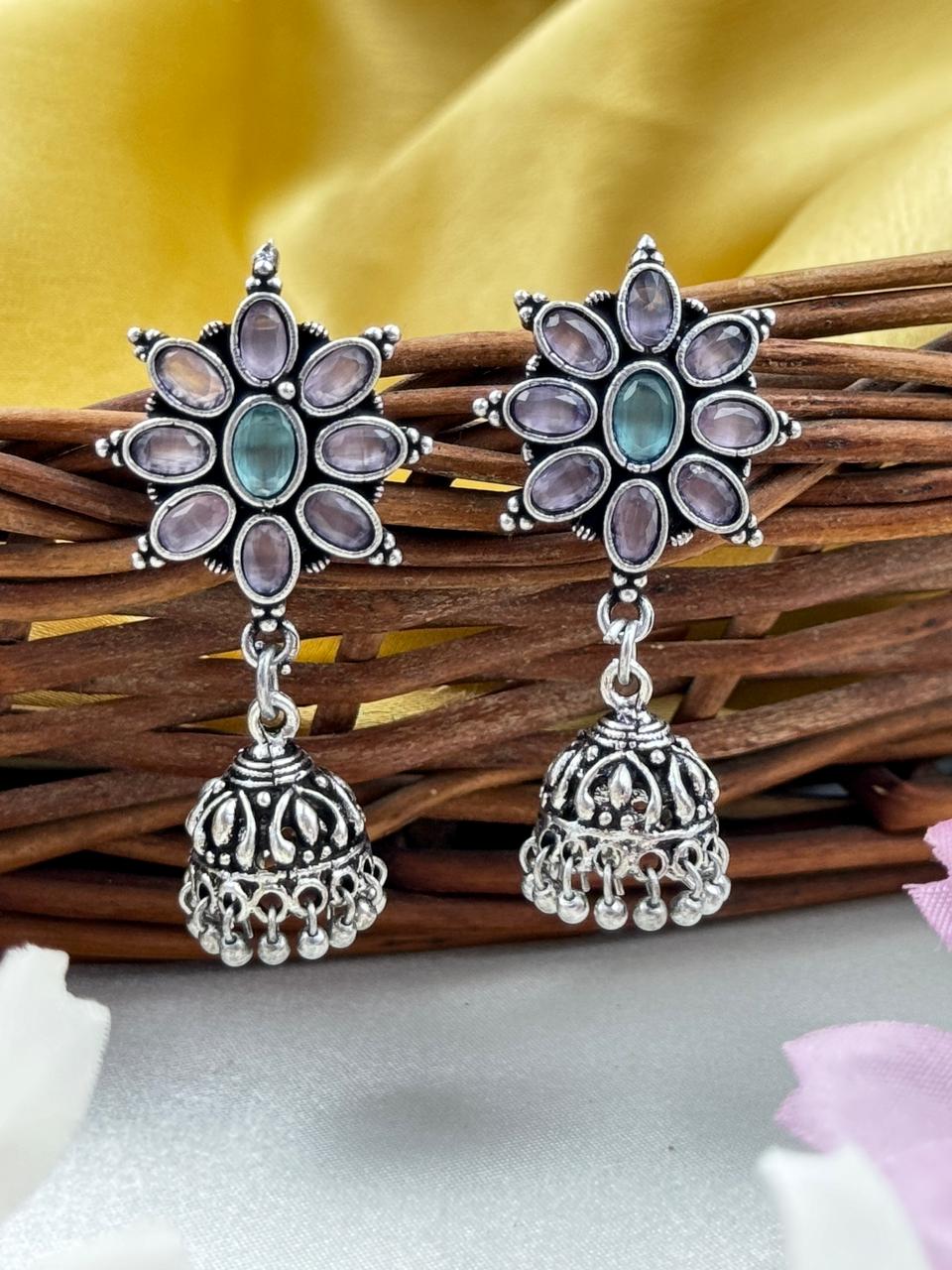 OXIDISED JHUMKA EARRINGS