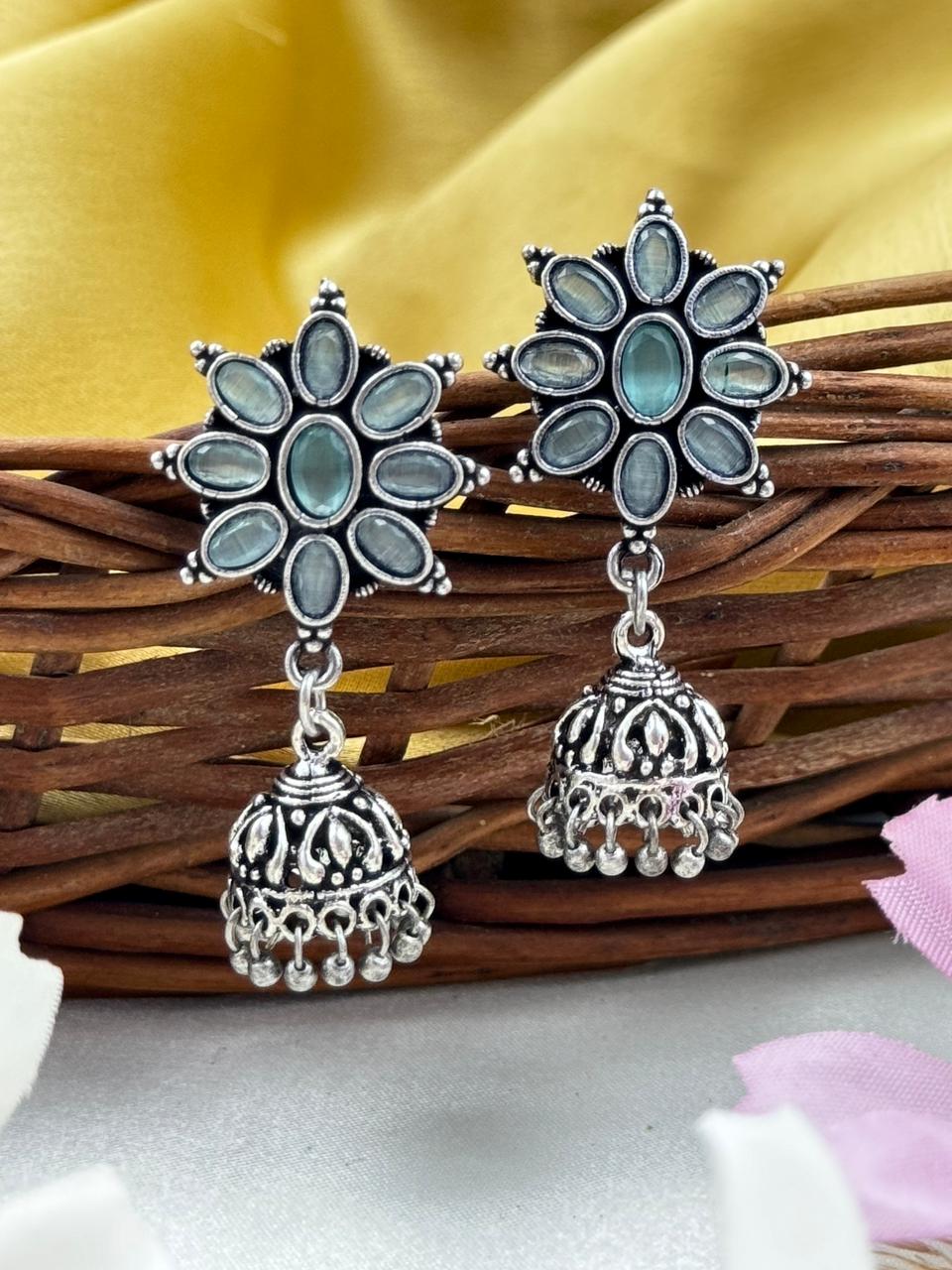 OXIDISED JHUMKA EARRINGS