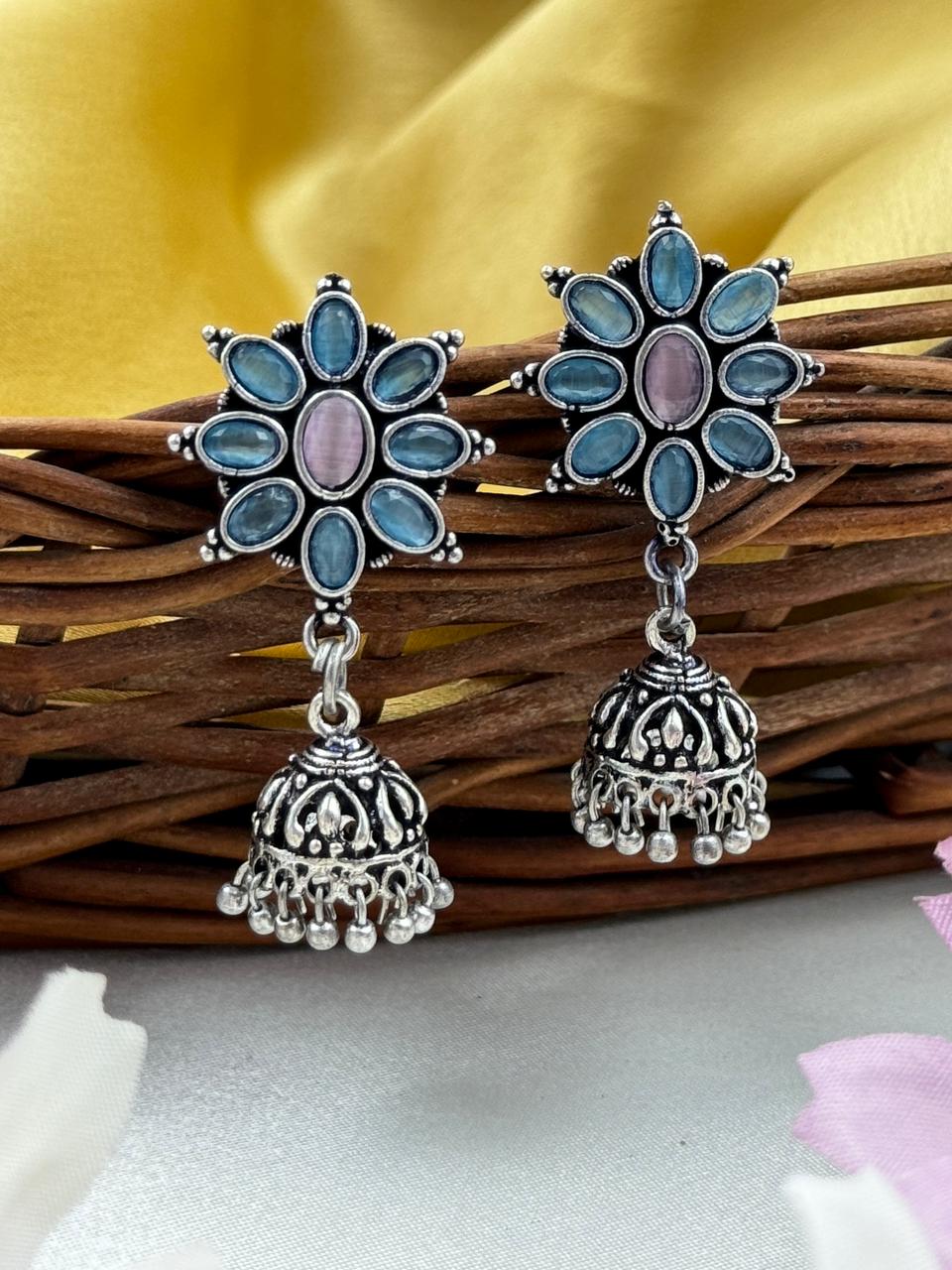 OXIDISED JHUMKA EARRINGS