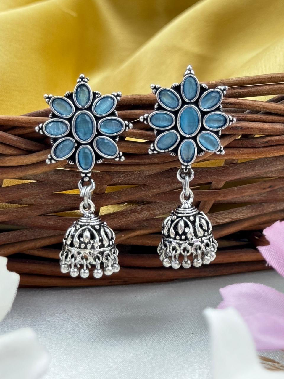 OXIDISED JHUMKA EARRINGS