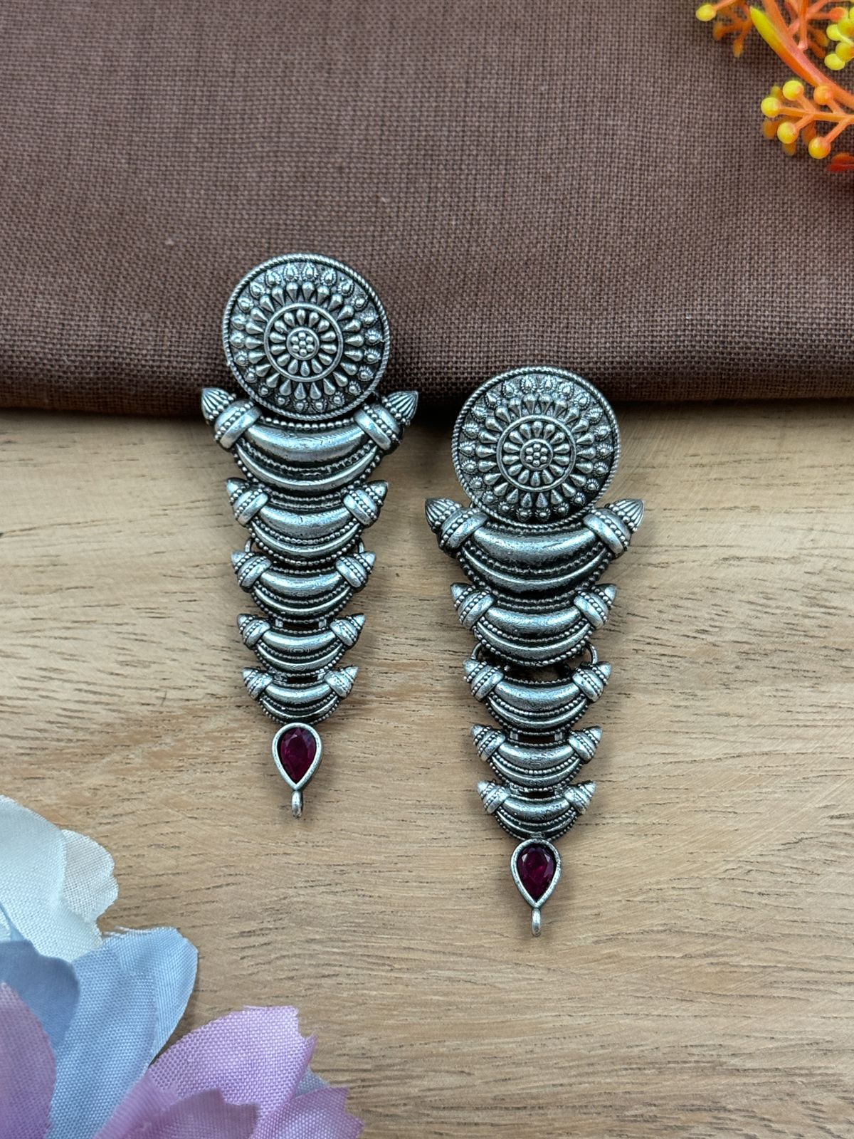 ZIVA OXIDISED SILVER DANGLER EARRINGS