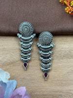 Load image into Gallery viewer, ZIVA OXIDISED SILVER DANGLER EARRINGS
