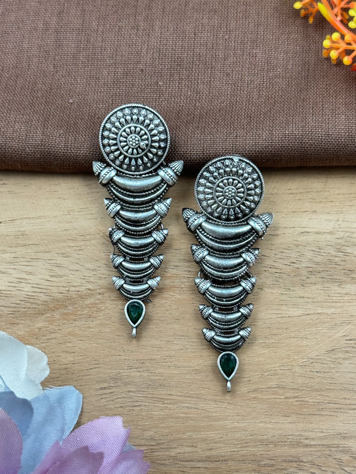 ZIVA OXIDISED SILVER DANGLER EARRINGS