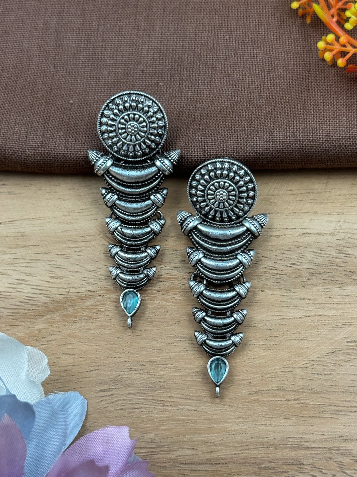 ZIVA OXIDISED SILVER DANGLER EARRINGS