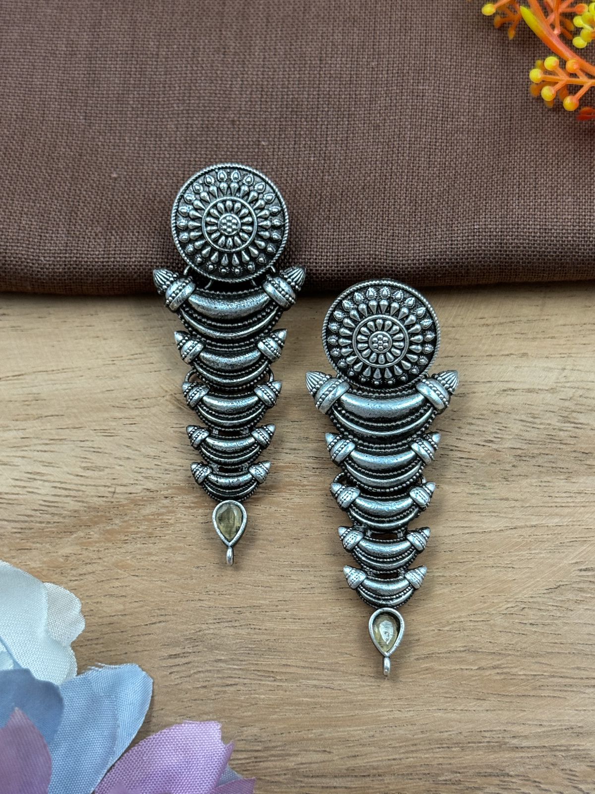 ZIVA OXIDISED SILVER DANGLER EARRINGS