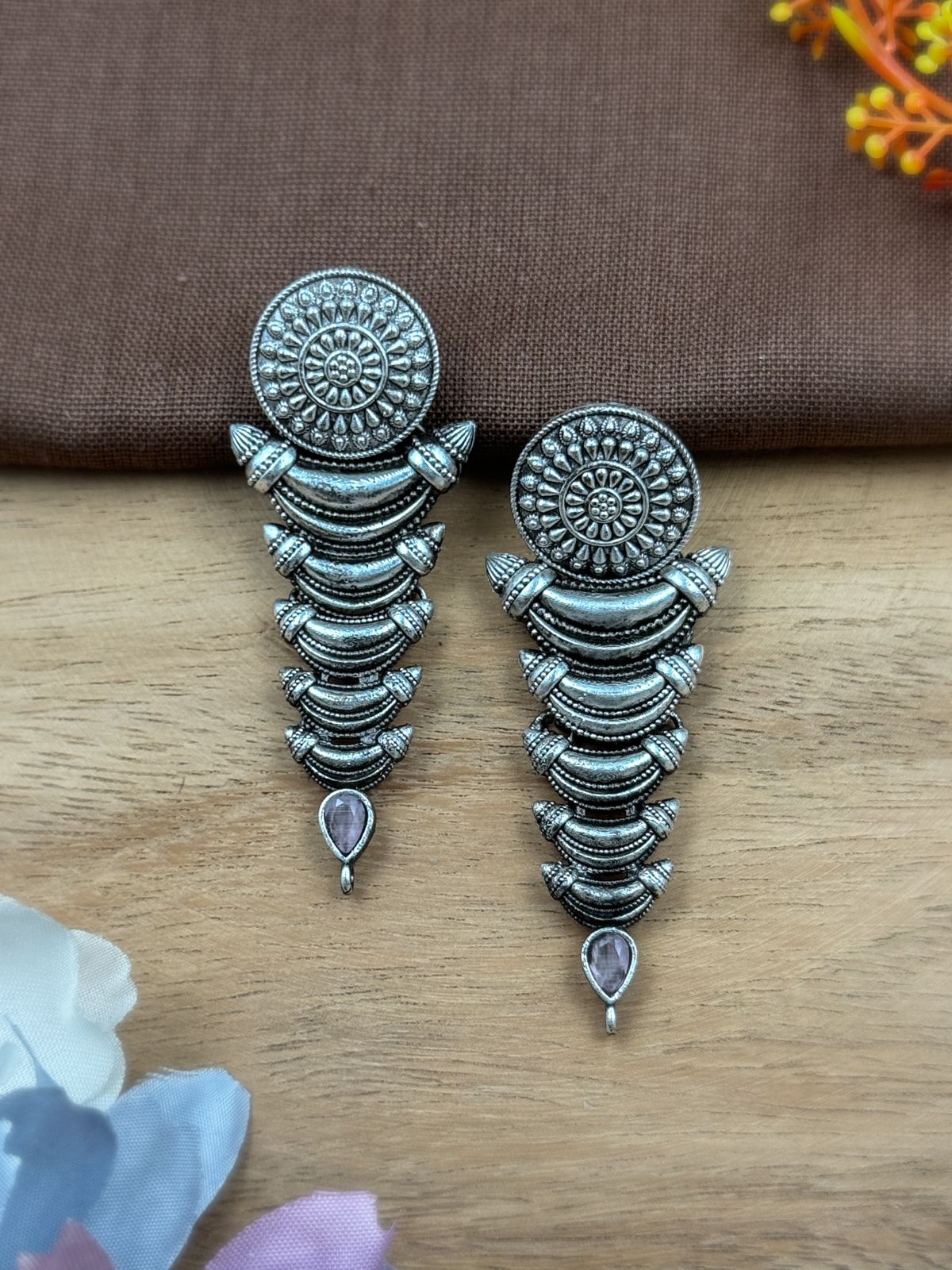 ZIVA OXIDISED SILVER DANGLER EARRINGS