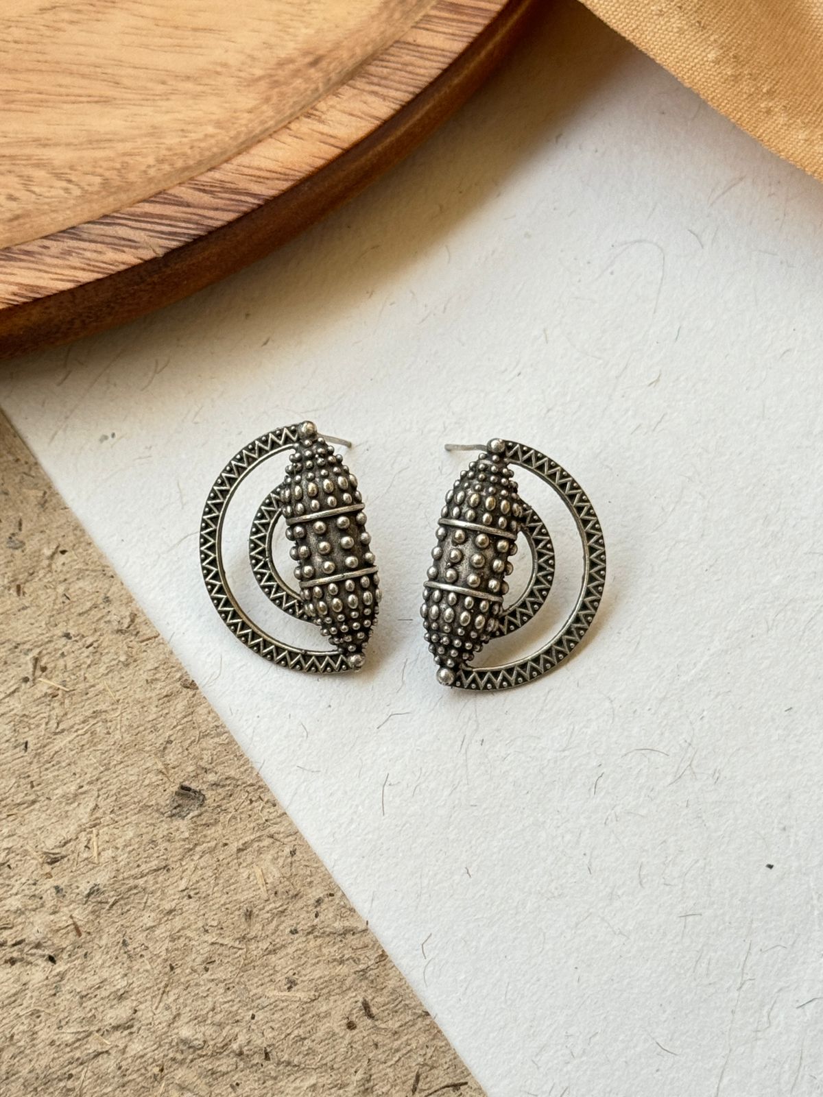 APARNA SILVER LOOKALIKE STUD EARRINGS