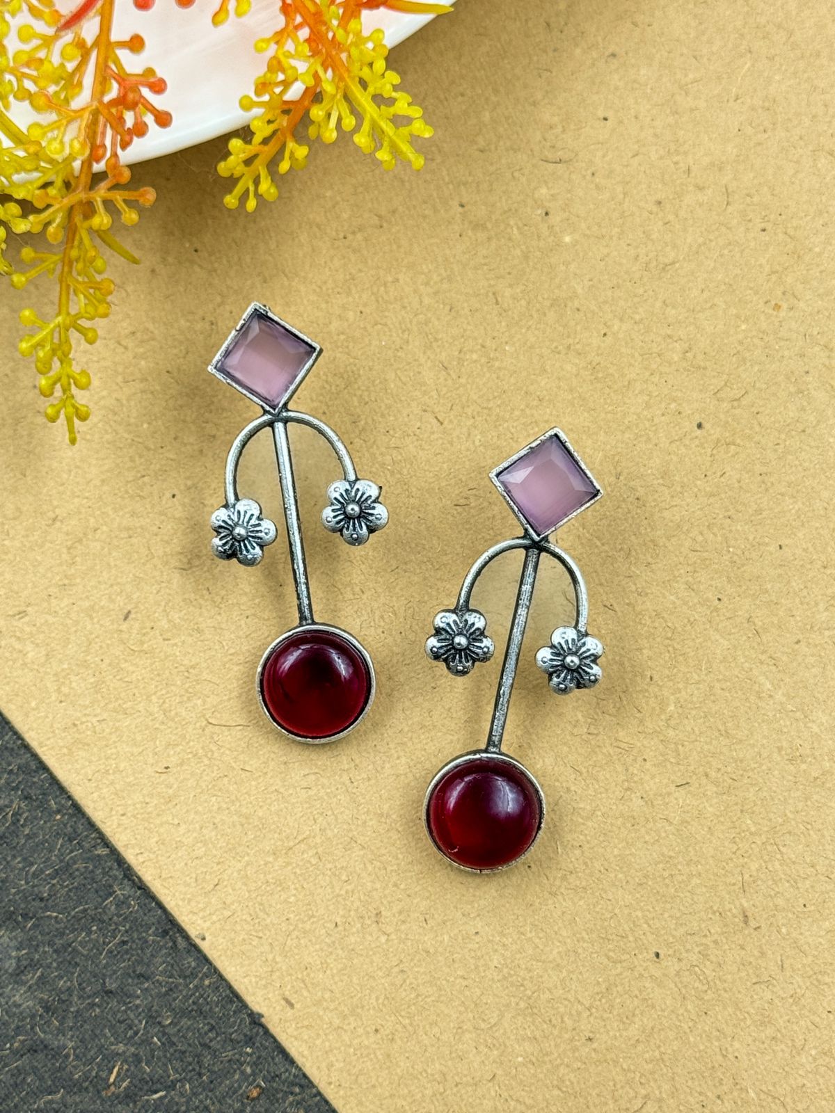 ZALAK OXIDISED STUD EARRINGS